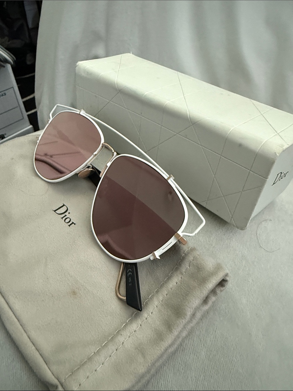 Genuine Dior Women's Aviator Sunglasses in Rose Gold with Pink Lenses - Picture 2 of 9